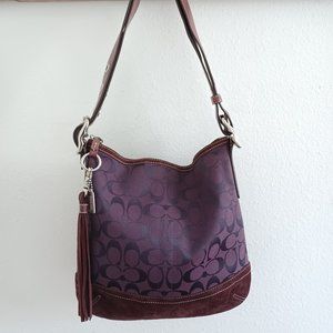 Coach 9362 Signature C Canvas and Suede Crossbody Shoulder Bag Adjustable